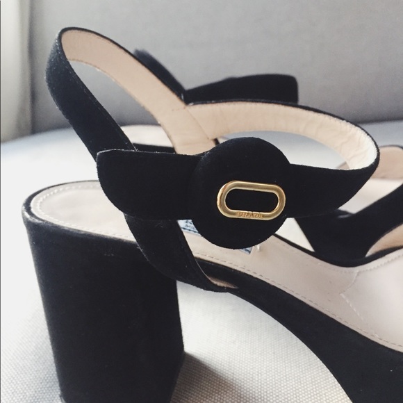 Timeless Black Suede PRADA Platform Heels - Picture 2 of 6